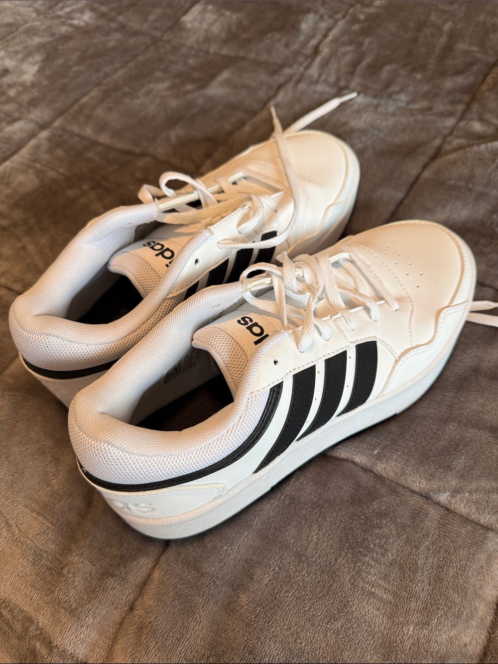 adidas Men’s White Sneakers with Black Three-Stripes